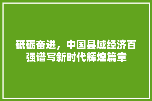 砥砺奋进，中国县域经济百强谱写新时代辉煌篇章