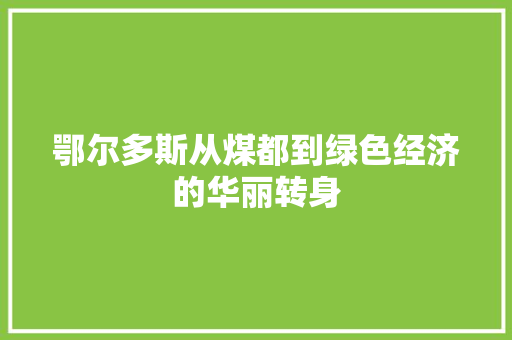 鄂尔多斯从煤都到绿色经济的华丽转身 鄂尔多斯从煤都到绿色经济的华丽转身