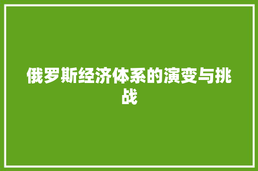俄罗斯经济体系的演变与挑战 俄罗斯经济体系的演变与挑战