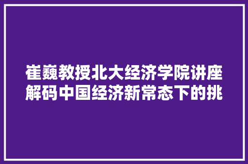 崔巍教授北大经济学院讲座解码中国经济新常态下的挑战与机遇 崔巍教授北大经济学院讲座解码中国经济新常态下的挑战与机遇