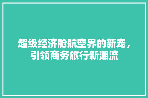 超级经济舱航空界的新宠,引领商务旅行新潮流 超级经济舱航空界的新宠,引领商务旅行新潮流