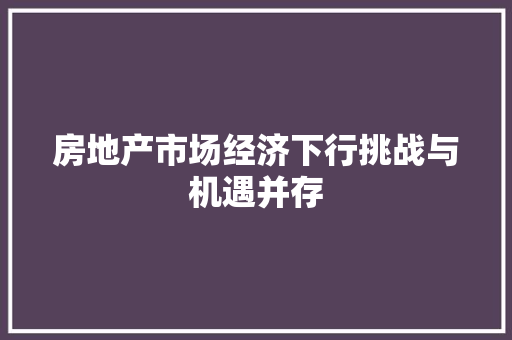 房地产市场经济下行挑战与机遇并存 房地产市场经济下行挑战与机遇并存
