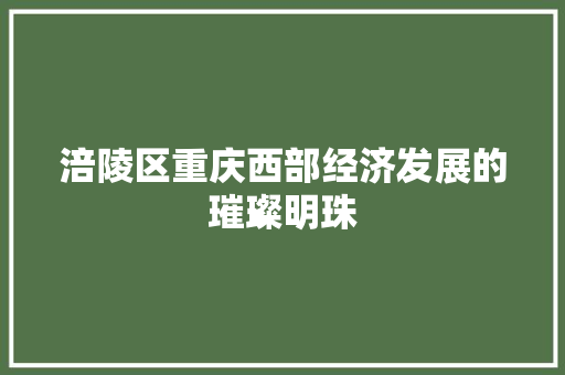 涪陵区重庆西部经济发展的璀璨明珠 涪陵区重庆西部经济发展的璀璨明珠