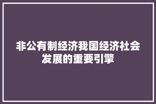 非公有制经济我国经济社会发展的重要引擎 非公有制经济我国经济社会发展的重要引擎