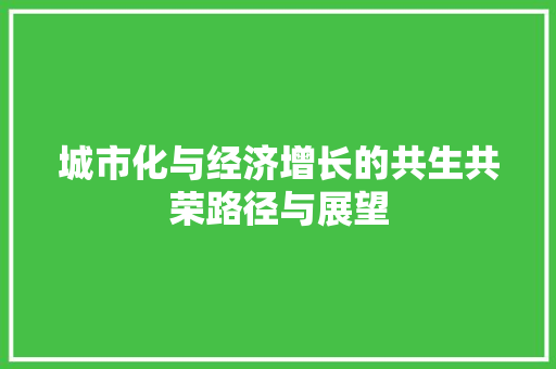 城市化与经济增长的共生共荣路径与展望 城市化与经济增长的共生共荣路径与展望