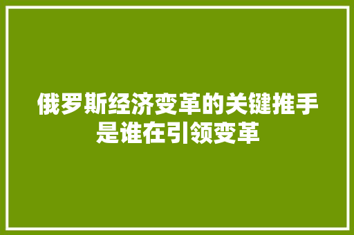 俄罗斯经济变革的关键推手是谁在引领变革 俄罗斯经济变革的关键推手是谁在引领变革