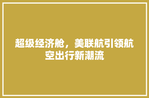 超级经济舱,美联航引领航空出行新潮流 超级经济舱,美联航引领航空出行新潮流