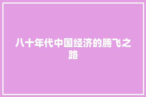 八十年代中国经济的腾飞之路 八十年代中国经济的腾飞之路