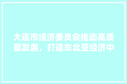 大连市经济委员会推动高质量发展,打造东北亚经济中心 大连市经济委员会推动高质量发展,打造东北亚经济中心