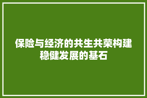 保险与经济的共生共荣构建稳健发展的基石 保险与经济的共生共荣构建稳健发展的基石