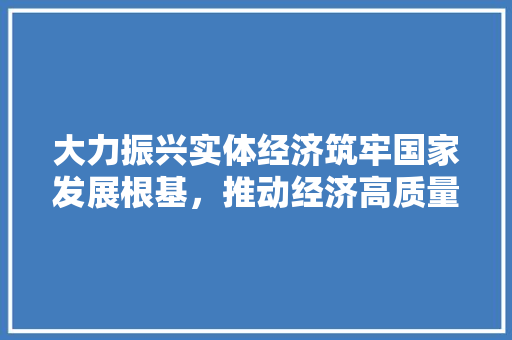 大力振兴实体经济筑牢国家发展根基,推动经济高质量发展 大力振兴实体经济筑牢国家发展根基,推动经济高质量发展