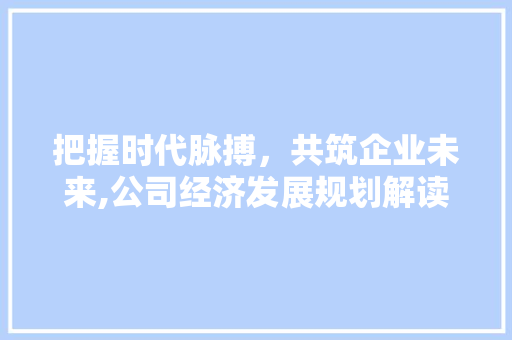 把握时代脉搏，共筑企业未来,公司经济发展规划解读