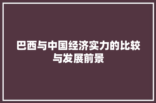 巴西与中国经济实力的比较与发展前景 巴西与中国经济实力的比较与发展前景