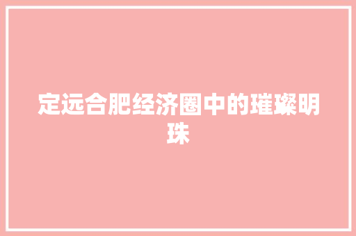 定远合肥经济圈中的璀璨明珠 定远合肥经济圈中的璀璨明珠
