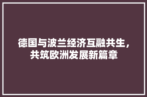 德国与波兰经济互融共生，共筑欧洲发展新篇章