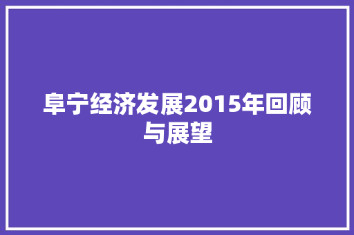 阜宁经济发展2015年回顾与展望 阜宁经济发展2015年回顾与展望