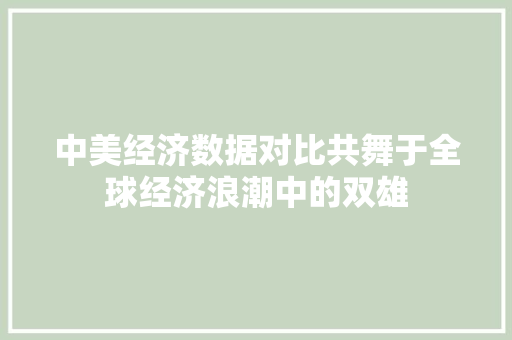 中美经济数据对比共舞于全球经济浪潮中的双雄 中美经济数据对比共舞于全球经济浪潮中的双雄