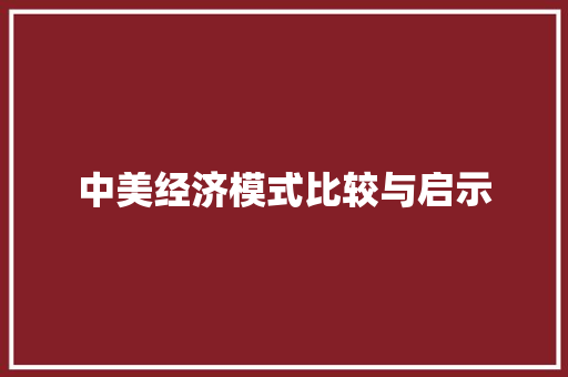 中美经济模式比较与启示 中美经济模式比较与启示