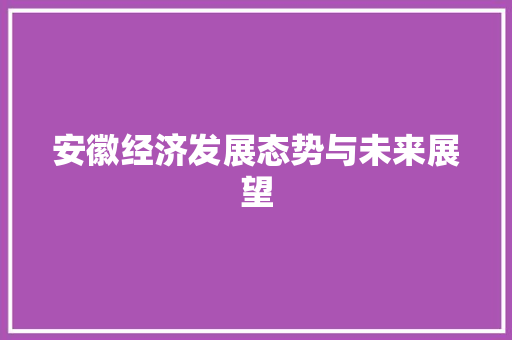 安徽经济发展态势与未来展望 安徽经济发展态势与未来展望