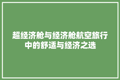 超经济舱与经济舱航空旅行中的舒适与经济之选 超经济舱与经济舱航空旅行中的舒适与经济之选