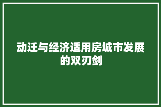 动迁与经济适用房城市发展的双刃剑 动迁与经济适用房城市发展的双刃剑