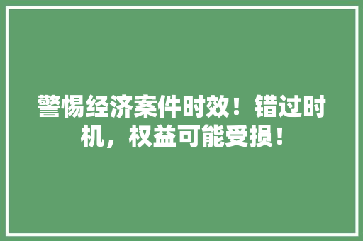 警惕经济案件时效!错过时机,权益可能受损! 警惕经济案件时效!错过时机,权益可能受损!