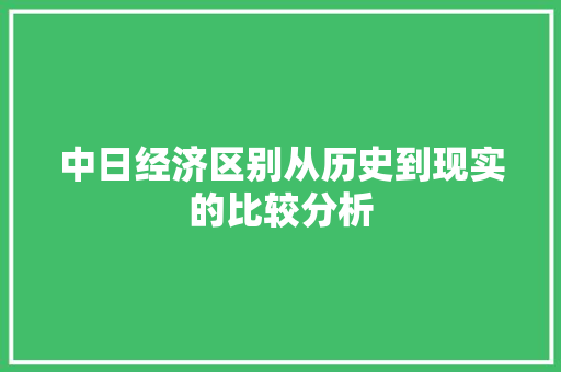 中日经济区别从历史到现实的比较分析 中日经济区别从历史到现实的比较分析