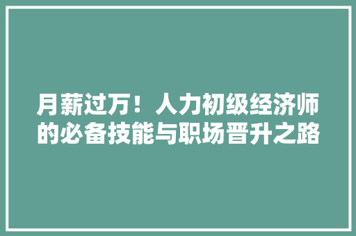 月薪过万!人力初级经济师的必备技能与职场晋升之路 月薪过万!人力初级经济师的必备技能与职场晋升之路