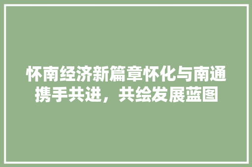 怀南经济新篇章怀化与南通携手共进,共绘发展蓝图 怀南经济新篇章怀化与南通携手共进,共绘发展蓝图