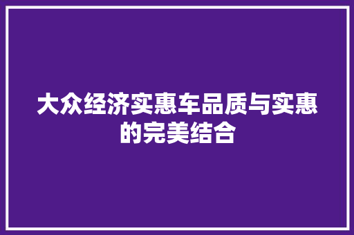 大众经济实惠车品质与实惠的完美结合 大众经济实惠车品质与实惠的完美结合