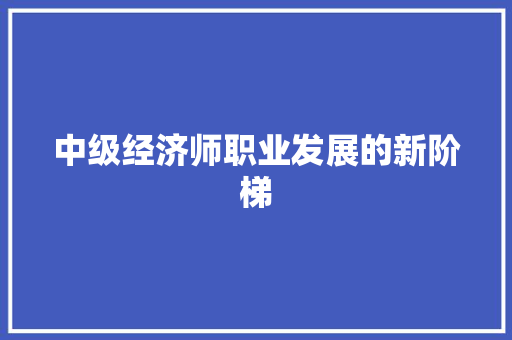 中级经济师职业发展的新阶梯 中级经济师职业发展的新阶梯