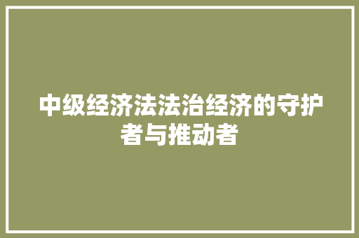 中级经济法法治经济的守护者与推动者 中级经济法法治经济的守护者与推动者