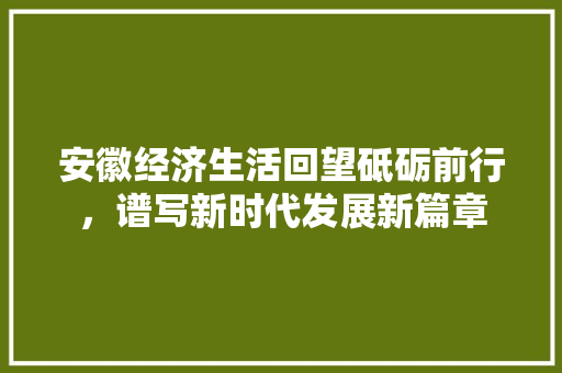 安徽经济生活回望砥砺前行,谱写新时代发展新篇章 安徽经济生活回望砥砺前行,谱写新时代发展新篇章