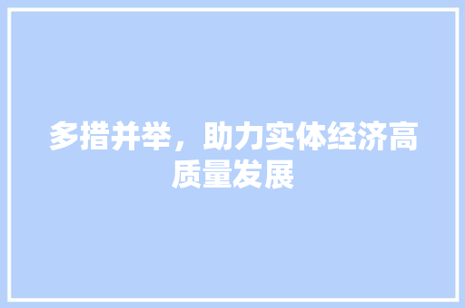 多措并举,助力实体经济高质量发展 多措并举,助力实体经济高质量发展