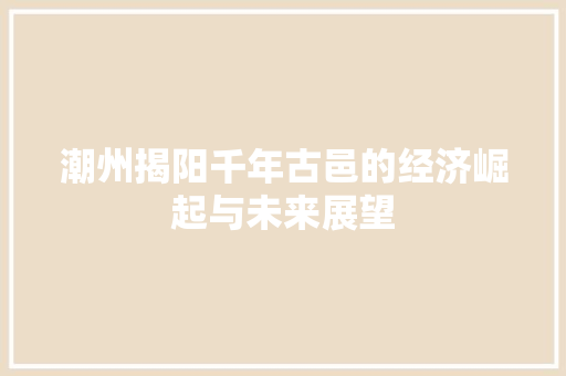 潮州揭阳千年古邑的经济崛起与未来展望