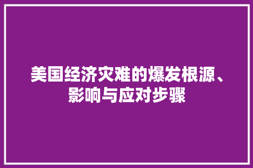 美国经济灾难的爆发根源、影响与应对步骤 美国经济灾难的爆发根源、影响与应对步骤