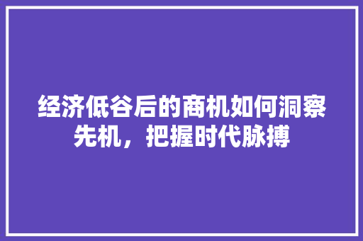 经济低谷后的商机如何洞察先机,把握时代脉搏 经济低谷后的商机如何洞察先机,把握时代脉搏