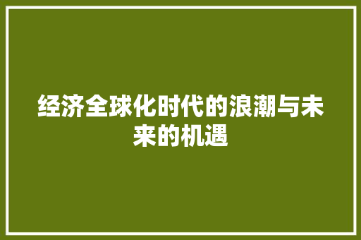 经济全球化时代的浪潮与未来的机遇 经济全球化时代的浪潮与未来的机遇
