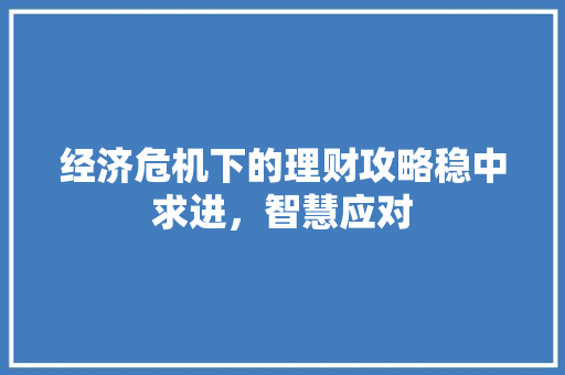 经济危机下的理财攻略稳中求进，智慧应对