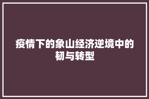 疫情下的象山经济逆境中的韧与转型 疫情下的象山经济逆境中的韧与转型