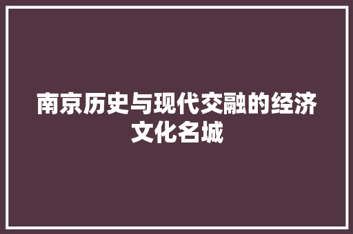 南京历史与现代交融的经济文化名城 南京历史与现代交融的经济文化名城