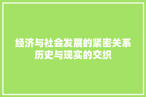 经济与社会发展的紧密关系历史与现实的交织 经济与社会发展的紧密关系历史与现实的交织