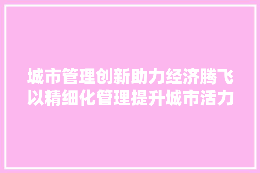 城市管理创新助力经济腾飞以精细化管理提升城市活力