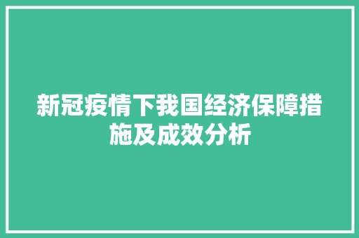 新冠疫情下我国经济保障措施及成效分析 新冠疫情下我国经济保障措施及成效分析