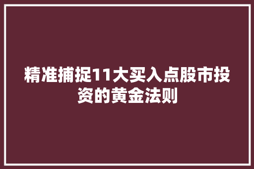 精准捕捉11大买入点股市投资的黄金法则 精准捕捉11大买入点股市投资的黄金法则