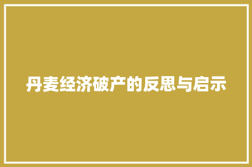 丹麦经济破产的反思与启示 丹麦经济破产的反思与启示