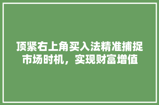 顶紧右上角买入法精准捕捉市场时机,实现财富增值 顶紧右上角买入法精准捕捉市场时机,实现财富增值