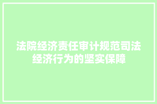 法院经济责任审计规范司法经济行为的坚实保障 法院经济责任审计规范司法经济行为的坚实保障