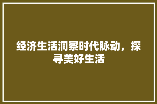 经济生活洞察时代脉动,探寻美好生活 经济生活洞察时代脉动,探寻美好生活