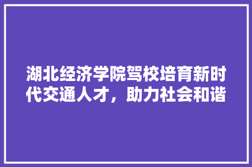 湖北经济学院驾校培育新时代交通人才,助力社会和谐发展 湖北经济学院驾校培育新时代交通人才,助力社会和谐发展